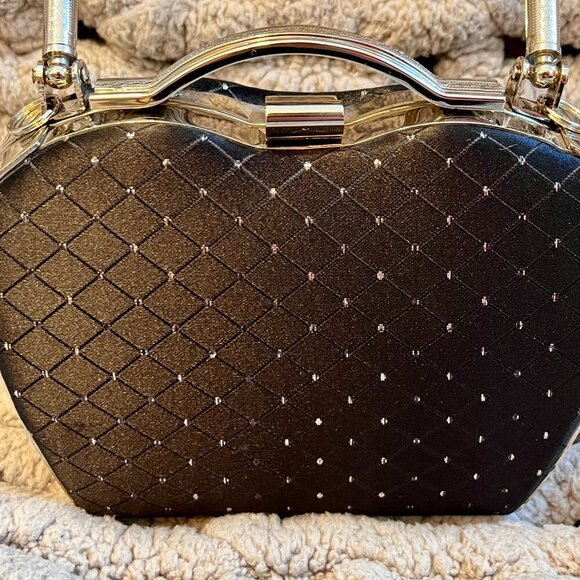 Joy Collection Small Black Hard Shell Evening Clutch Purse - Picture 4 of 16